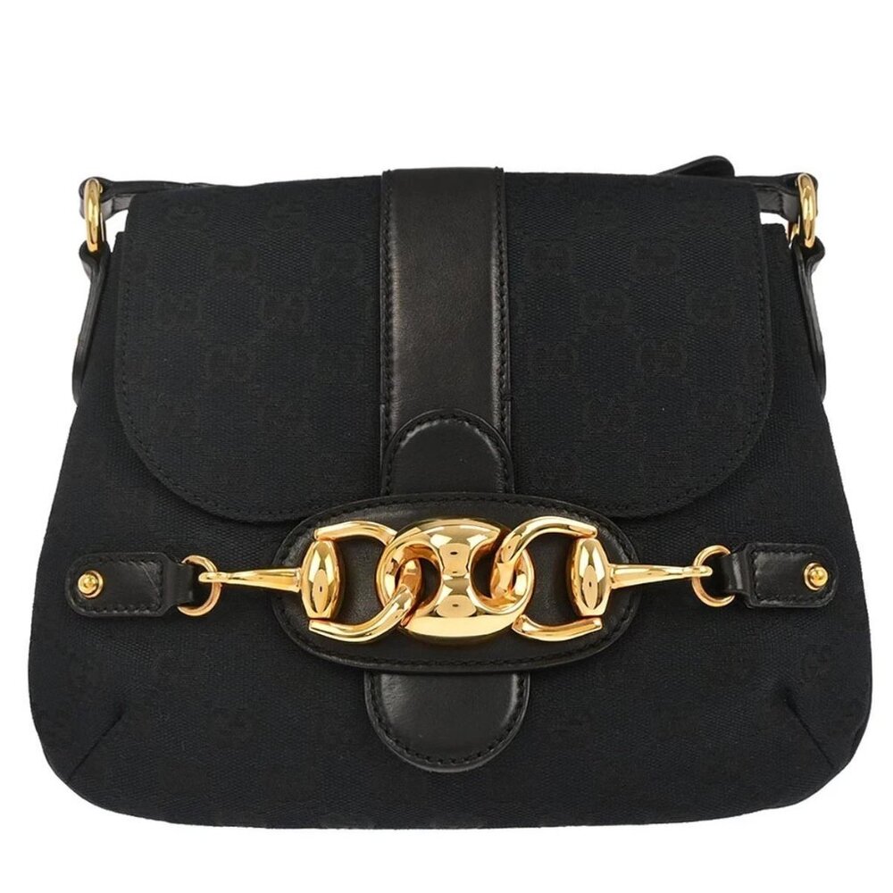 Gucci Black Canvas GG Shoulder Bag